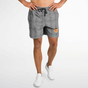 Shorts (Mens) w/pockets - Vintage Grey Tweed Lacrosse Shield