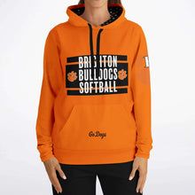 Load image into Gallery viewer, Hoodie (Brushed Fleece) - Brighton Softball (OR/BLK stripe)