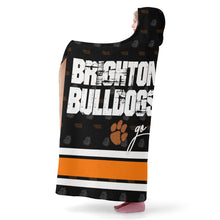 Load image into Gallery viewer, Hooded Blanket - light tan wool like liner, poly suede exterior, Brighton Bulldogs