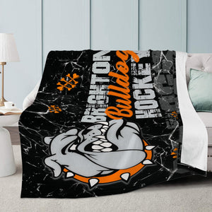 Micro-Fleece/Premium Suede Fabric Blanket - Bulldogs Hockey Electric Bones